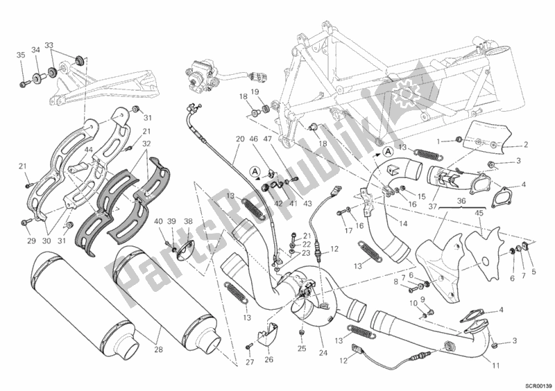 All parts for the Exhaust System of the Ducati Streetfighter S USA 1100 2011
